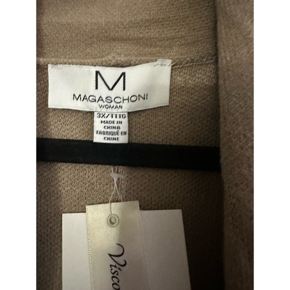 NWT MAGASCHONI Open Front Cowl Neck Fringe Cardigan - Desert Dune - 3X - Picture 2 of 4